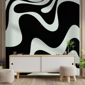 Monochrome Wave Curve Wallpaper