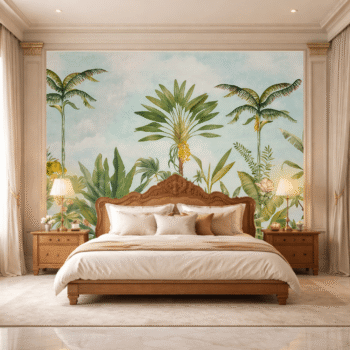 Fresh Blue Tropical Leaves Lively Wallpaper
