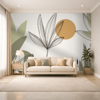 Bare Palm Minimal Outline Wallpaper 2048 size