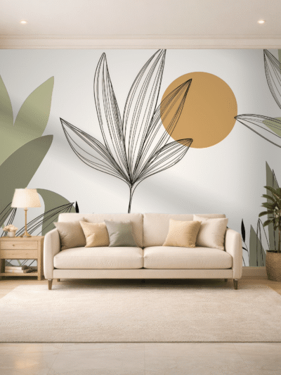 Bare Palm Minimal Outline Wallpaper 2048 size