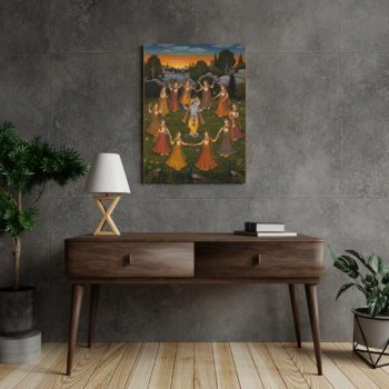 Divine Ras Leela Krishna Gopis Canvas