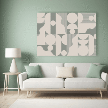 Grey Green Geometric Abstract Modern Canvas