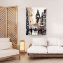 Clock Tower Ink Landscape Canvas Art